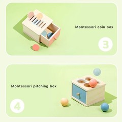 Montessori Toys for 1-3 Year Old Color Sorting Wooden Drawer Box Toy for Toddler
