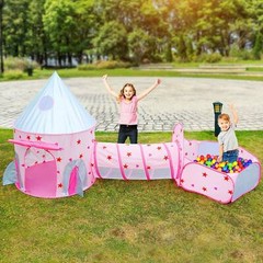 Kids Play Tent w/ Big Ball Pit for Babies, Play Tunnel for Toddlers &Pop Up Tent