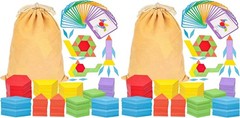 209 PCS Shapes Wooden Pattern Blocks for Kids, Geometric with Activity Cards …