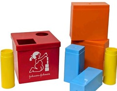 Johnson & Johnson Stack & Fit Shape Sorter Red Square Developmental Vintage