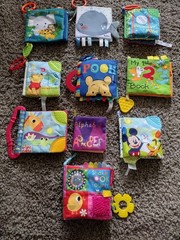 10 Small Soft Cloth Baby Books Crinkle Teethers Flaps Stroller Clips Disney Moon