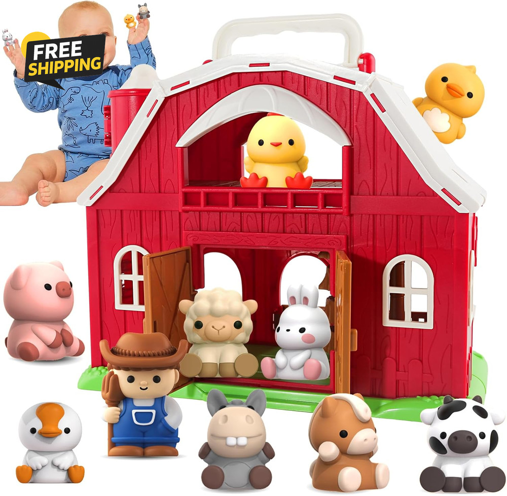 Toys for 1 2 3 Years Old Boys and Girls, Big Barn Toy with Farm Animal