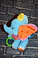 9″ Disney Baby Dumbo Activity Toy Plush Stuffed Rattle Crinkle Teether
