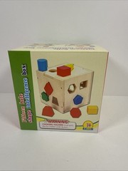 Wooden Shape Sorter Cube Toy – 15-Hole Intelligence Box – Montessori 3+