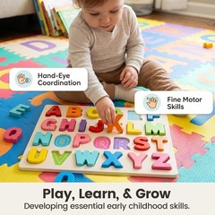 Wooden Puzzles for Kids Alphabet Numbers ABC Learning Educational Toys Toddlers