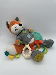 Infantino Playtime Plush Fox Sensory Activity Toy Rattle Crinkle Teether