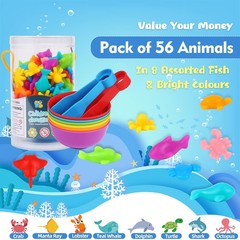 Counting Ocean Animal Toys, Color Sorting Set Ocean Animal Matching Game with…