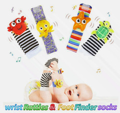 High Contrast Baby Toys Infant Rattle Socks and Wrist Rattles Set 0-12 Months