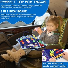 Blue Dinosaur Montessori Busy Board for Toddlers – 8 Pages of Fun Learning