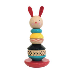 Petit Collage Modern Bunny Wooden Stacking Toy 窶・Solid Wooden Stacking Rings …