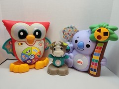 Fisher Price Interactive Linkimals Lot Owl & Koala, Moose Learn ABC Lights Toy