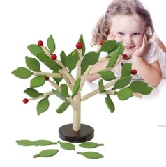 Wooden simulated leaf building block decorations for children’s puzzle toys