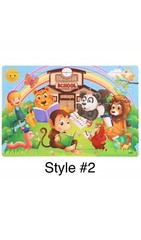 30 Pcs Children Wooden Puzzle Cartoon Vehicle Animal Learning Kids 3-7 Years