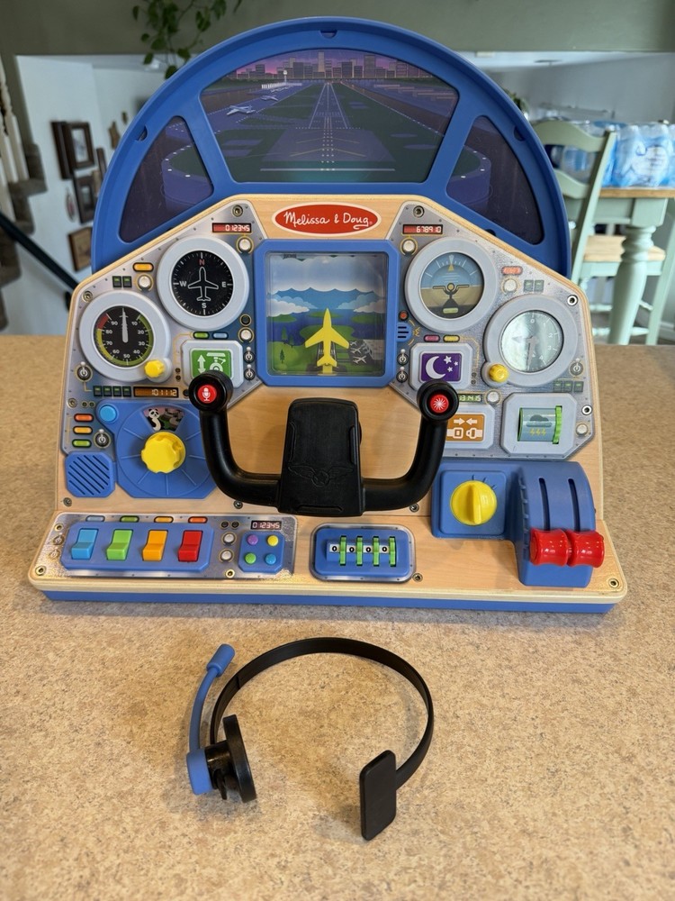 Melissa & Doug Pilot Dashboard W/Play Headset Lights Sounds Interactive Toy