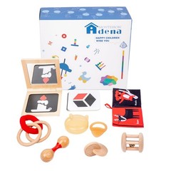 Play Kit for 3-4 Months Baby,8 in 1 Wooden Learning Educational Toys for ,Inc…