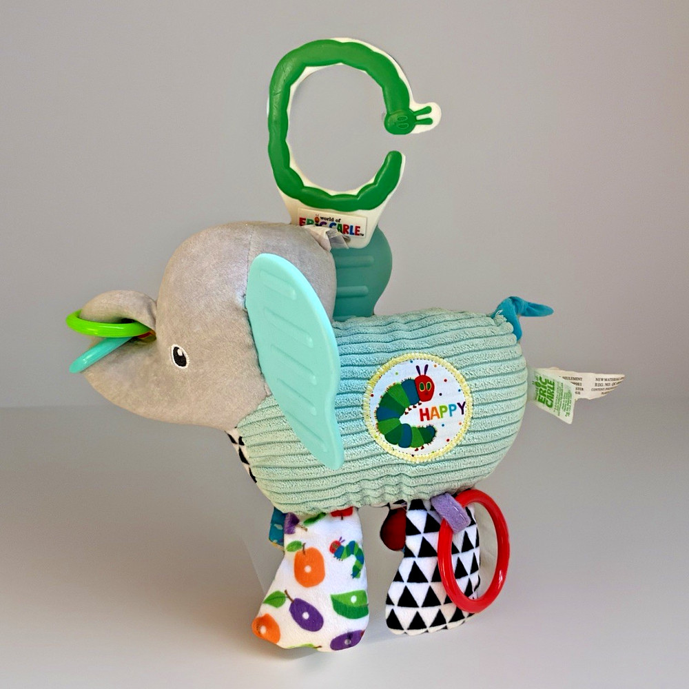 Eric Carle Elephant Rattle Plush Animal Baby Toy Crinkle Teether 2019 Rings