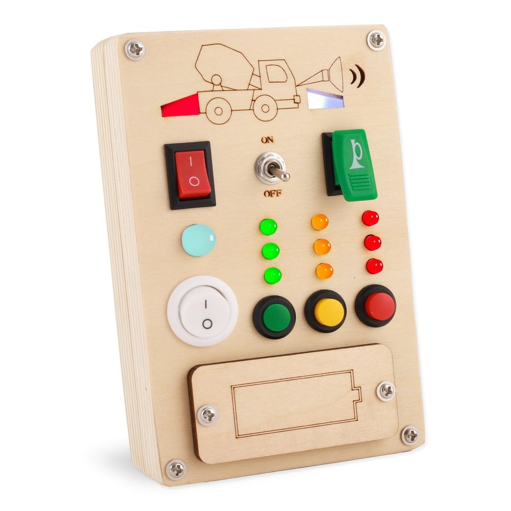 Falecha Busy Board Montessori Toys for 1 Year Old Led Button Push Toys Light