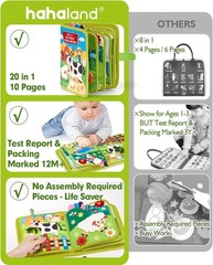 hahaland Busy Book for Toddlers 1-3 – Montessori Toys Busy Board for 1 Year Old