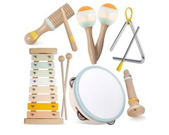 Baby Musical Instruments-Montessori Wooden Toys,Toddlers 1-3,Neutral Colors NIB