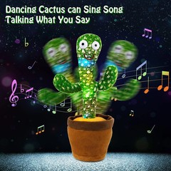 Rechargeable Dancing Talking Cactus Baby Toy, Dances Repeats and Sings 120 Songs