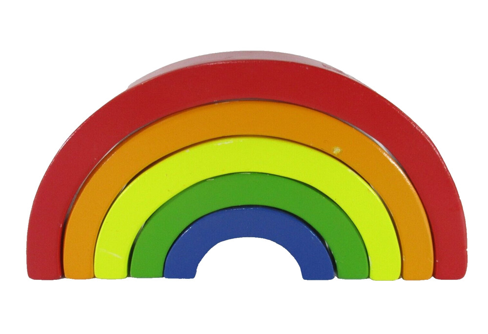 Rainbow Wooden Stackable Toy Multicoloured Hand Eye Coordination Skill 5 Colours