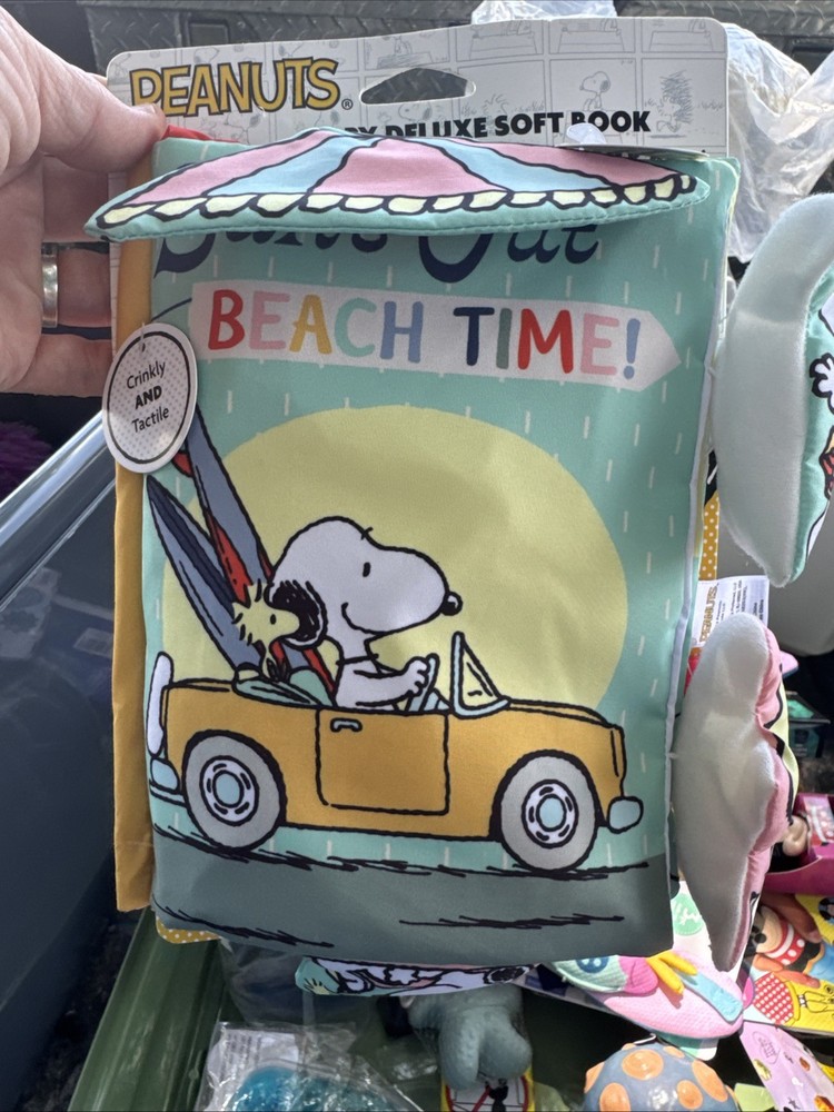 Peanuts Baby Deluxe Soft Book Snoopy Woodstock Sun Out Beach Time New