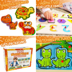 Set de 7 Rompecabezas de Madera para Niños 2-5 Años, Educativos