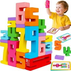 Montessori Wooden Number Building Blocks Toys for Toddlers Kids Stacking Numb…