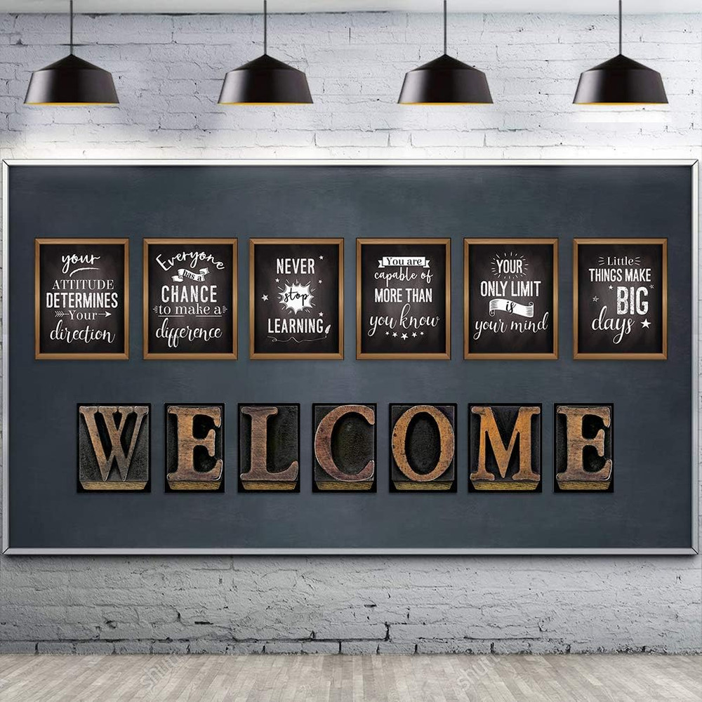 13 Pieces Industrial Chic Bulletin Board Posters, Inspirational Quote Positive A