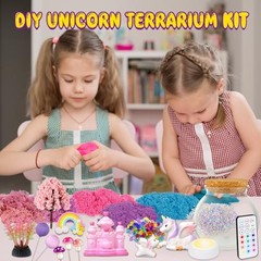 Terrarium Crafts Kit for Kids-LED Night Light Up & Remote Birthday Unicorn