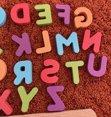 Chuckle and Roar Wood Puzzle Alphabet Learning Toy About 13” X 9”