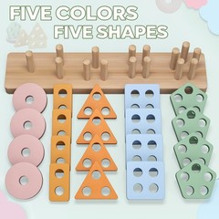 Early Learning Montessori Blocks for Toddlers 12-18 , Non-Toxic & Portable