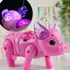 New Pink Color Electric Walking Pig Toy With Light Musical Kids Funny