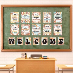 Ragnhild 17 Pcs Retro Welcome Classroom Posters Bulletin Board Decorations, G…
