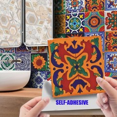 24Pcs Tile Stickers 7.87×7.87 Inch Bohemian Style Peel and Stick Tile Sticker…