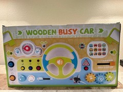 Wooden Busy Car Montessori Activity Board Toy Boxed Multicolor Motor Skills