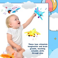 4 Pack Light Up Airplane Toys Friction Powered Push Airplane Toy with Lights …