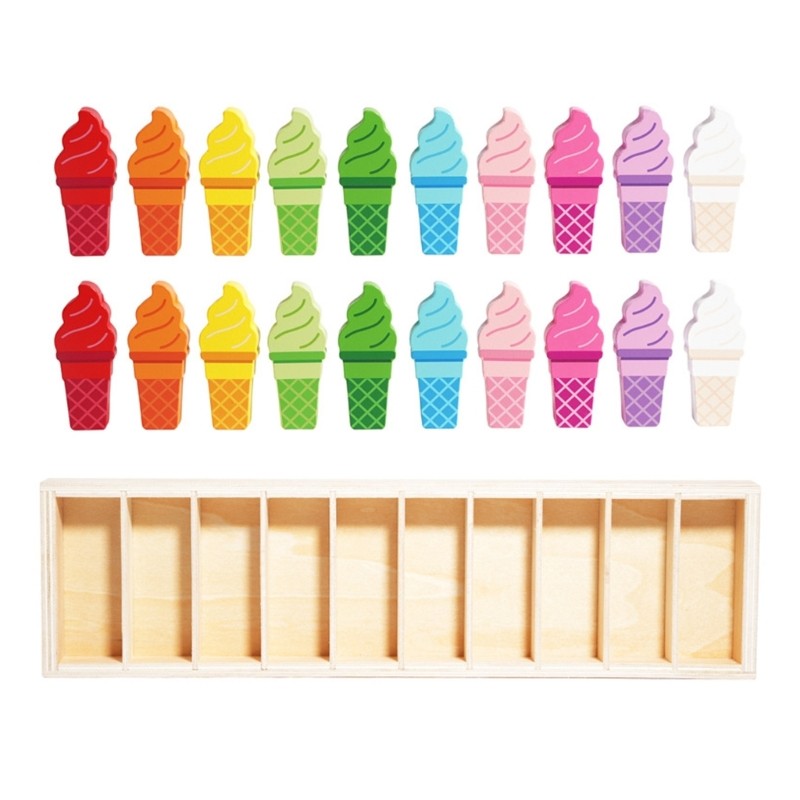 Wooden Ice Cream Tabletop Toy With 10 Pairs and Sorting Tray