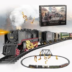 Electric Train Set, Steam Train Toy with Locomotive and Tracks, Upgraded