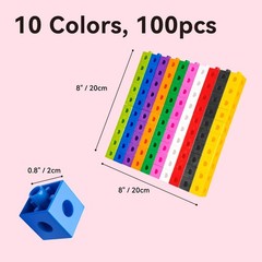 Dotimo 100PCS Math Linking Cubes, Math Cubes for Kids Ages 4-8, Counting Snap…