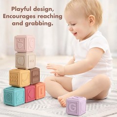 Baby Blocks Stacking for Babies Silicone Soft Building Blocks Teethers Montes…