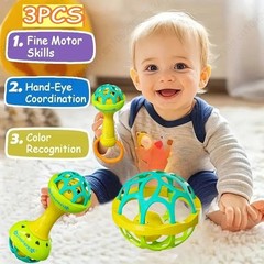 Baby Rattle Sensory Toy Shaker Grasp Ball for Newborn Infants 0-24 Months