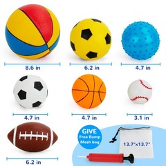 Balls for Toddlers 1-3,Toddler Sports Toys,Set of 7 Kids Ball Soft Foam Baby …