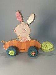 Bababoo Bunny Pippa Wooden Push & Pull Multi-Sensory Toy for Babies 10 Months+