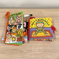 Jellycat Farm Tails & Where Is My Belly Button Cloth Crinkle Book Lot Infant Toy