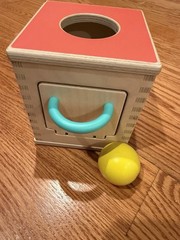 Lovevery Hide And Find Drop Ball Box With Door Montessori Wooden Baby Toy