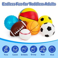 Balls for Toddlers 1-3,Toddler Sports Toys,Set of 7 Kids Ball Soft Foam Baby …