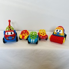 5 Pc Lot Oball Kids II Vehicles Cars Tow Truck Steam Roller Go Gripper Rattles