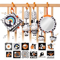 TUMAMA Black and White Baby Toys, High Contrast Tummy Time, Newborn Soft Book…