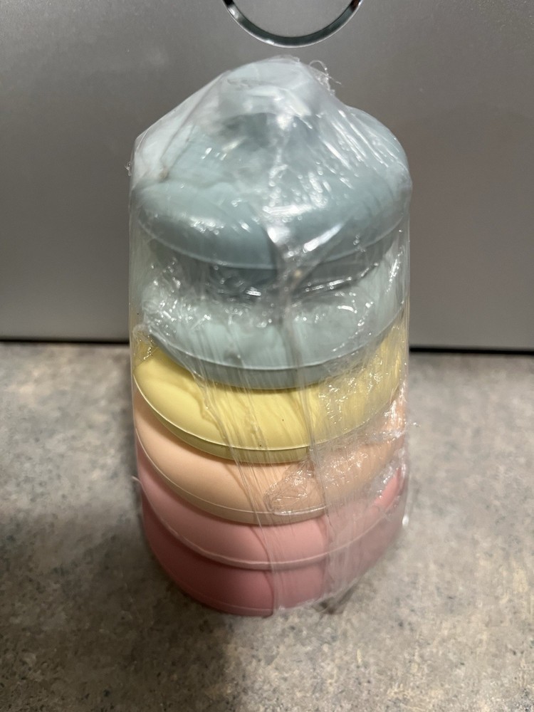 Stacking Toys Teething Silicone Soft Building Blocks Rings Pastel